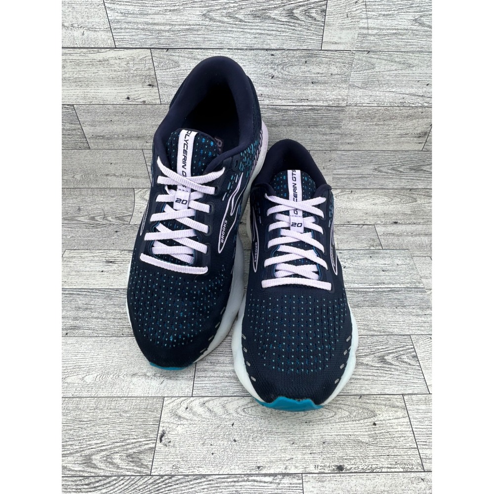 Brooks Glycerin GTS 20 Women Sz 9D Wide Running Shoes Navy Blue 1203701D499